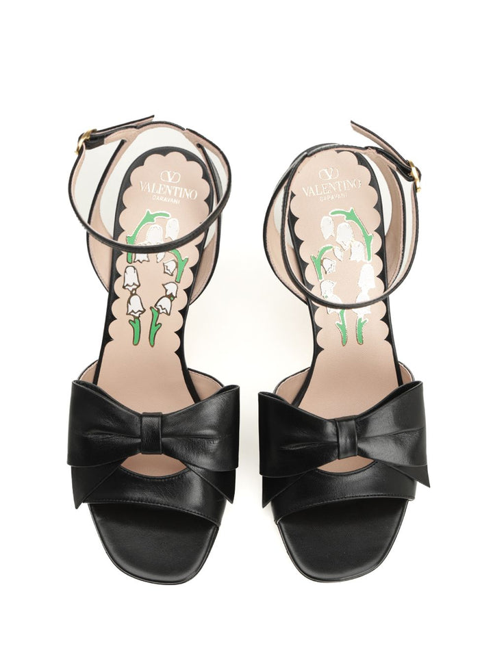 Valentino Garavani Bowow Kidskin Sandal Sandals - Black | b215f2e57622dbd736727e599c35ffac50e8b26e
