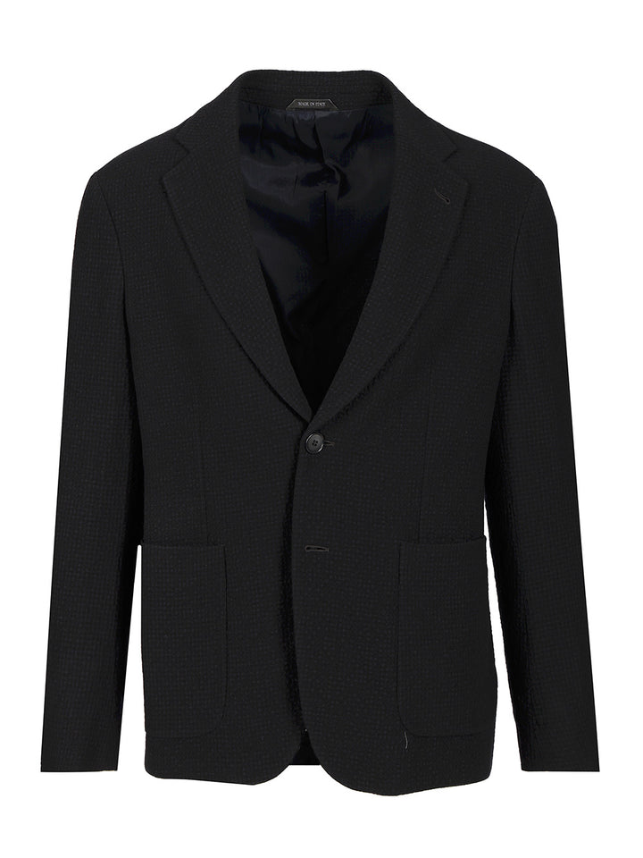 Giorgio Armani Single-Breasted Stretch Wool Jacket Jackets - Blue | f339f4222aeacd9833903b1d1739969c913c9525
