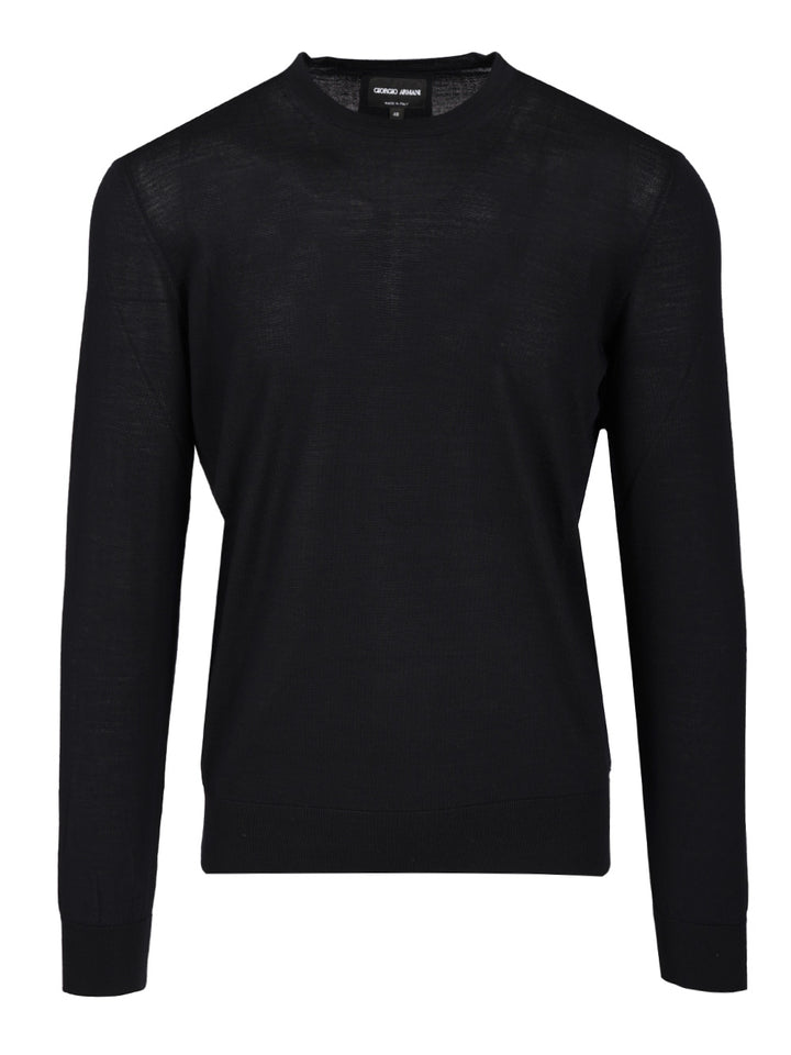 Giorgio Armani Crew Neck Wool Sweater Knitwear - Blue | 506357e37190383f8921c0d6d747579876607917