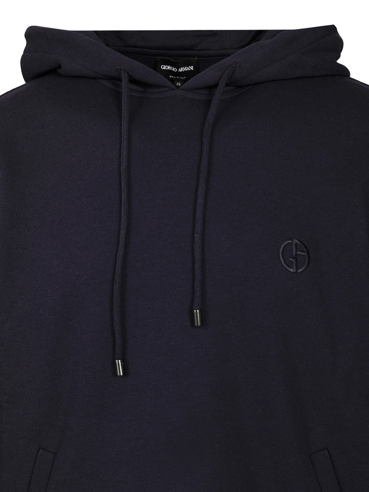 Giorgio Armani Cotton And Cashmere Hooded Sweatshirt Sweatshirts - Blue | 0f1eb7ec75bc0d7f25773f9b56eaf3adcd2a0966