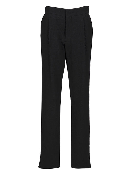 Stretch Wool Single Pleat Trousers Blue