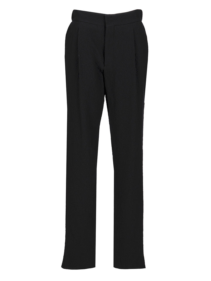 Giorgio Armani Stretch Wool Single Pleat Trousers - Blue | d5ac375222510536738cbdfcbdf42e3111c84278