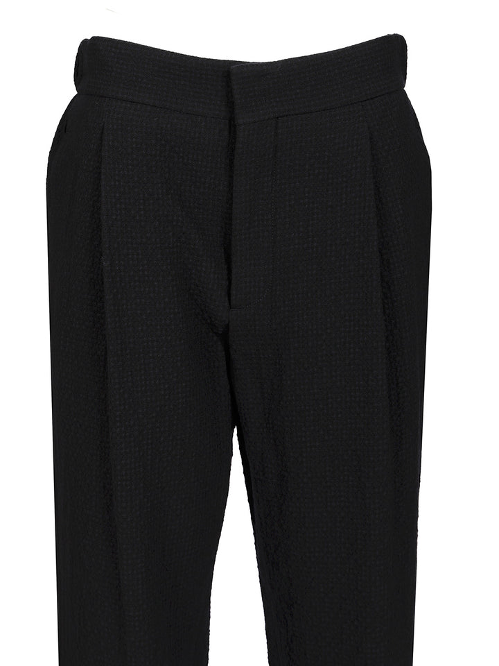 Giorgio Armani Stretch Wool Single Pleat Trousers - Blue | ad2cb057346bcb194a420daccccb1515487ac898