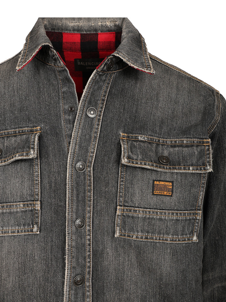 Balenciaga Denim Overshirt Shirts - Grey | 408986ec7917396be9b51a7c6b99b6971ad3d92d