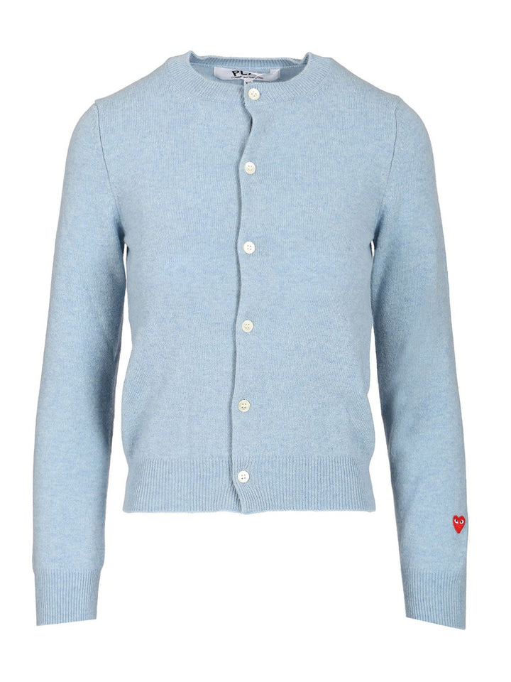 Comme Des Garcons Play Wool Cardigan Knitwear - Light blue | 80d5a13593f5a59c810877a36d678b47f5407f0f