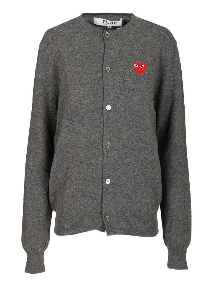 Comme Des Garcons Play Merino Wool Cardigan Knitwear - Grey | 76cfba9c3d3f94c8f522b29d61db0831fef65ed1