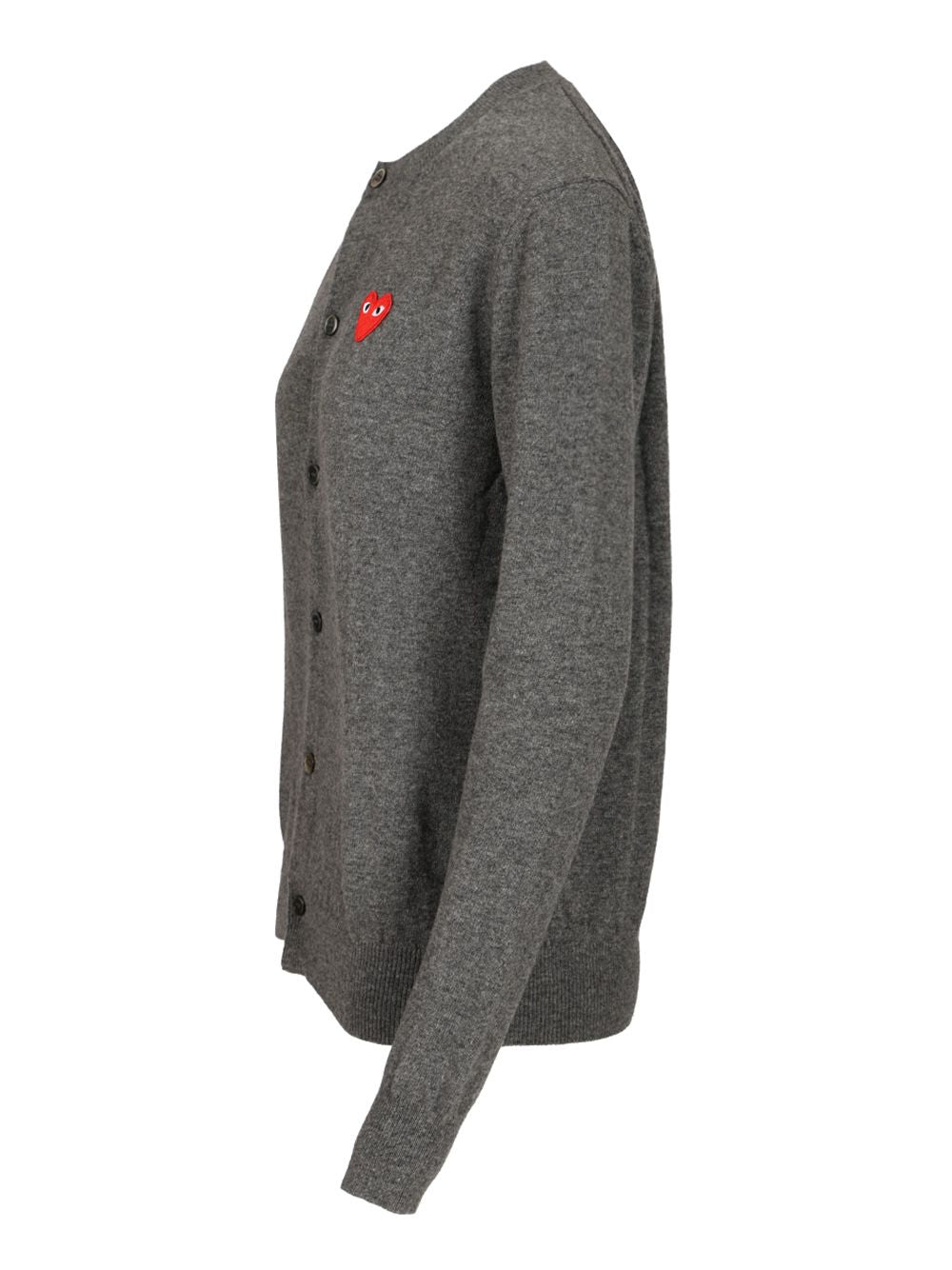 Comme Des Garcons Play Merino Wool Cardigan Knitwear - Grey | 4914f9f5a105f30fa6f3844f0fc91352a36c7c31