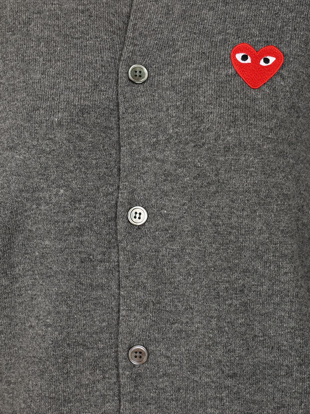 Comme Des Garcons Play Merino Wool Cardigan Knitwear - Grey | 5f75603363577275496cb5293e1fdf3146e6cc8a