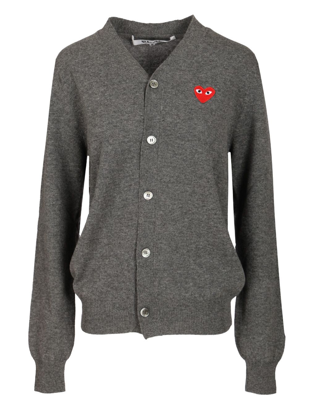 Comme Des Garcons Play Wool Cardigan Knitwear - Grey | a1ff59fdd2a684292d5a7138b293ebdd36adc7f3
