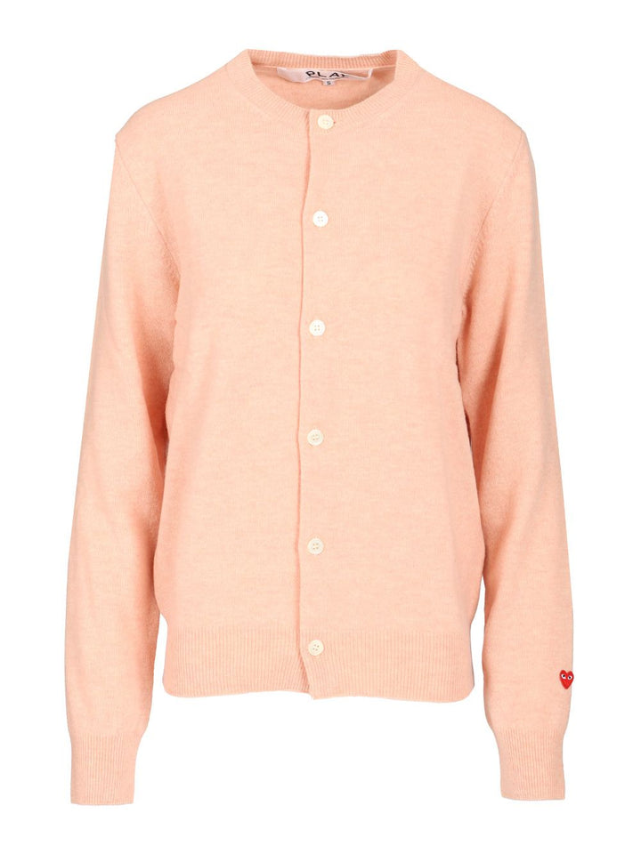 Comme Des Garcons Play Wool Cardigan Knitwear - Rose | ebf03b0c6d2ced3bdb63a7c6d23ffd4f597d0f37