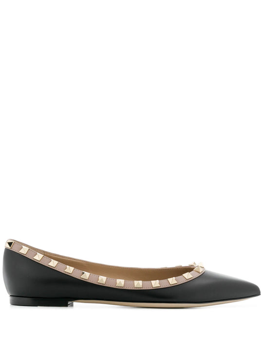 Rockstud Leather Ballet Flat