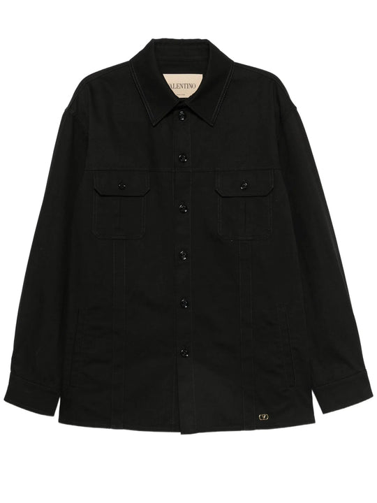 Valentino Cotton Gabardine Shirt Jacket With Vlogo