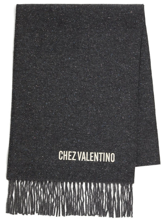 Wool Scarf With Vlogo Embroidery