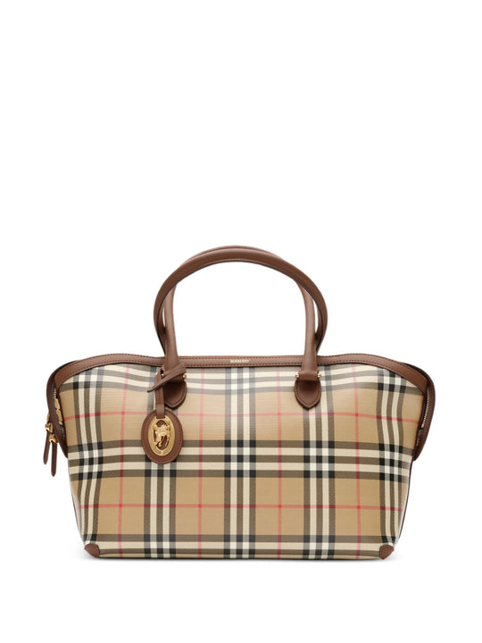Small Check Zip Tote Bag
