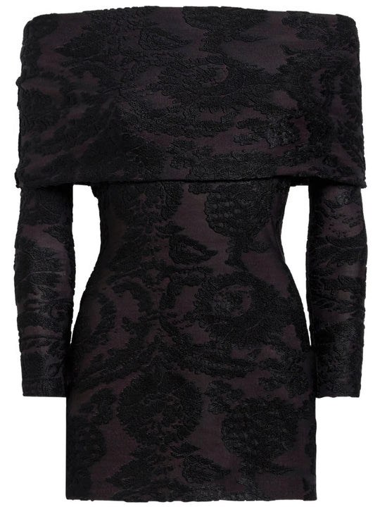 Sweater In Chenille Jacquard With Paisley Foliage Motif