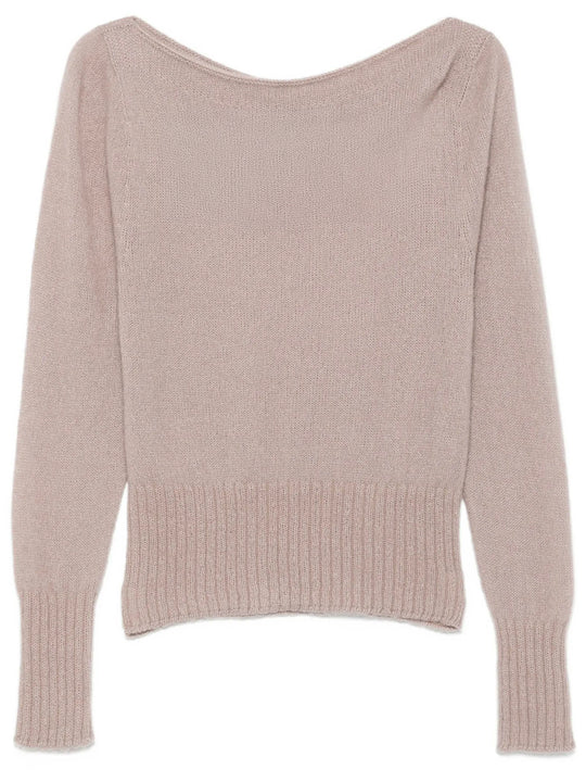 Long Sleeve Boat Neck Knit With Tom Ford Metal Plaque