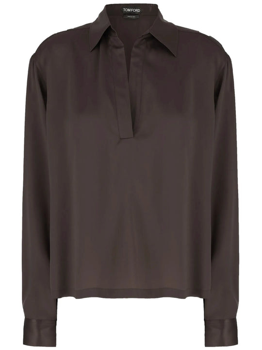 Peach-Feel Silk Satin Polo
