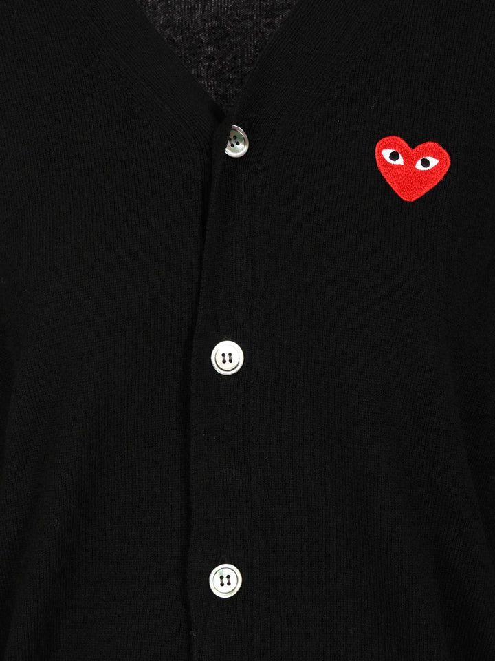 Comme Des Garcons Play Wool Cardigan Knitwear - Black | 1056dd8c77c0a3e8fac0d881100afac979785a4f