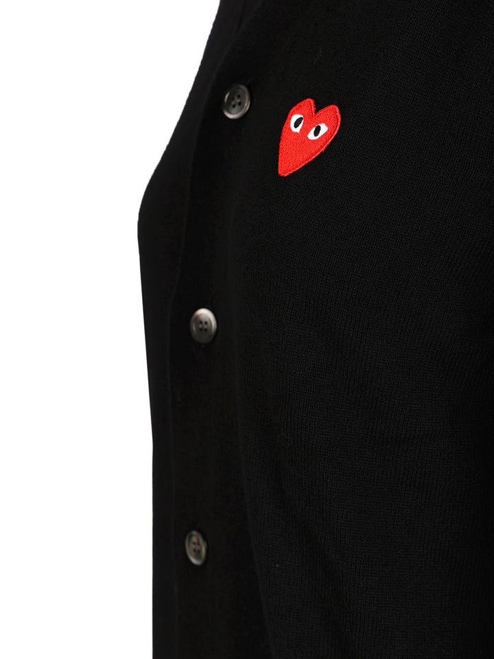 Comme Des Garcons Play Wool Cardigan Knitwear - Black | 3a1d985da8a763b75907e4607162869ccc644e5e