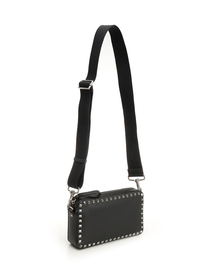 Valentino Garavani Rockstud Leather Shoulder Bag Crossbody Bags - Black | fd7039526c515a157717aa42647e455066b03101