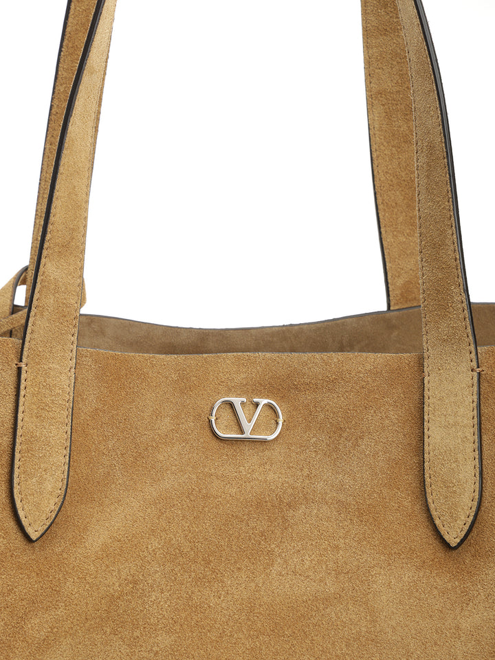 Valentino Garavani Nellcôte Large Suede Shopping Bag Shoulder Bags - Brown | 1391b6c04a46e53add1e7c903d69c85cae3158da