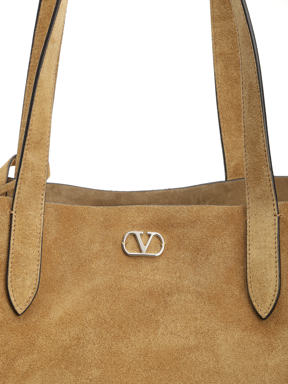 Valentino Garavani Nellcôte Large Suede Shopping Bag Shoulder Bags - Brown | 1391b6c04a46e53add1e7c903d69c85cae3158da