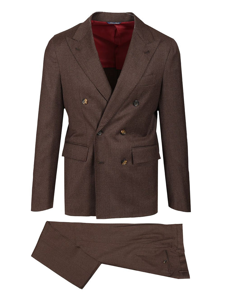 Al Duca D'Aosta Flannel Double-Breasted Suit Dresses - Brown | 3403aa0e17ffd06af248a683e26fad8b749a8895