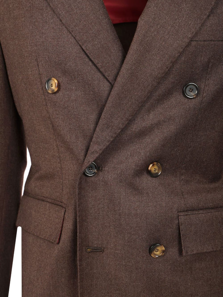 Al Duca D'Aosta Flannel Double-Breasted Suit Dresses - Brown | 95464b1bc0db1d0e2289caef508b8af96af5d65d