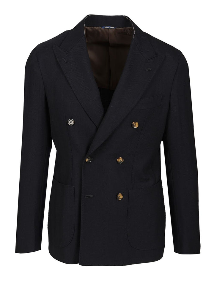 Al Duca D'Aosta Blue Herringbone Double-Breasted Blazer Jackets - Blue | d017054ae62e33c1fcdf21b7eff951894dfed257