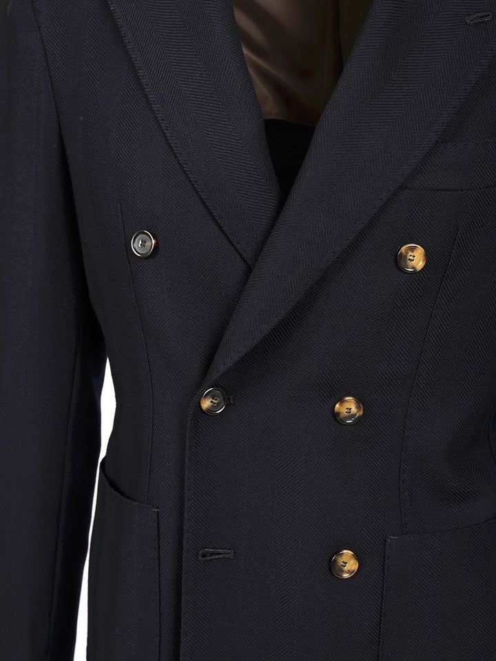 Al Duca D'Aosta Blue Herringbone Double-Breasted Blazer Jackets - Blue | 7201d37a63e8f6aa60ea585cdd2b7caba032b14f