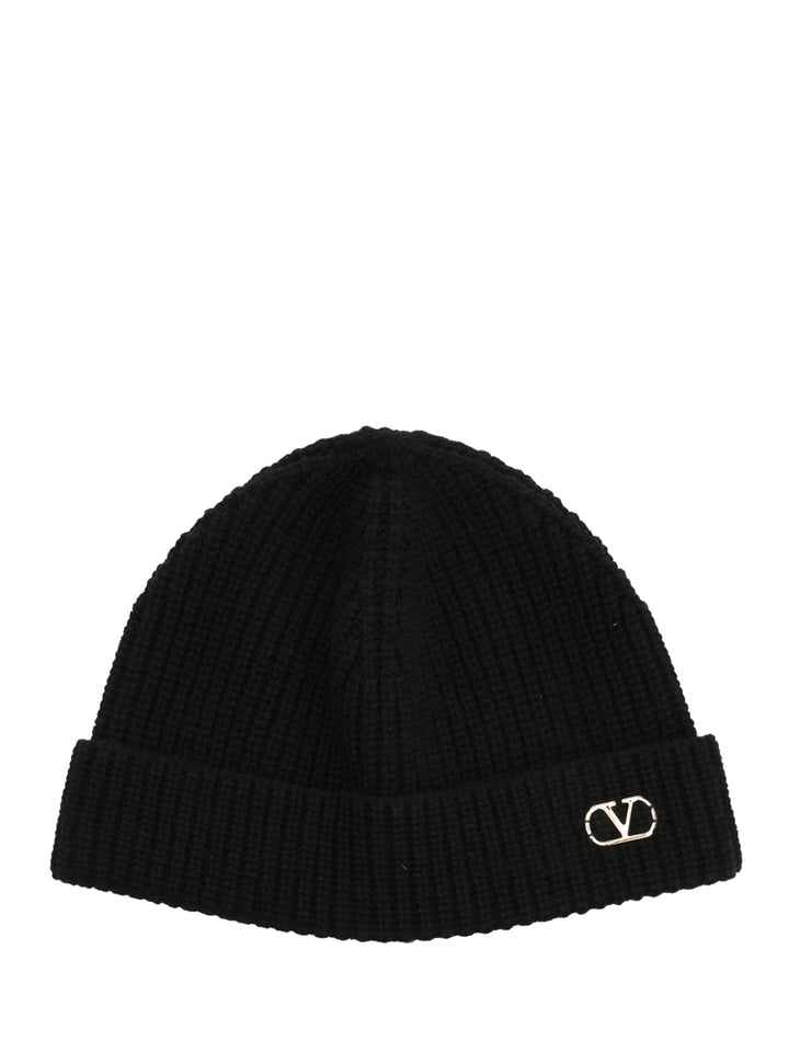 Valentino Garavani Cashmere Bennie Cap Hats - Black | 6fc91d1189970eccc2074997613ca08240da12f5