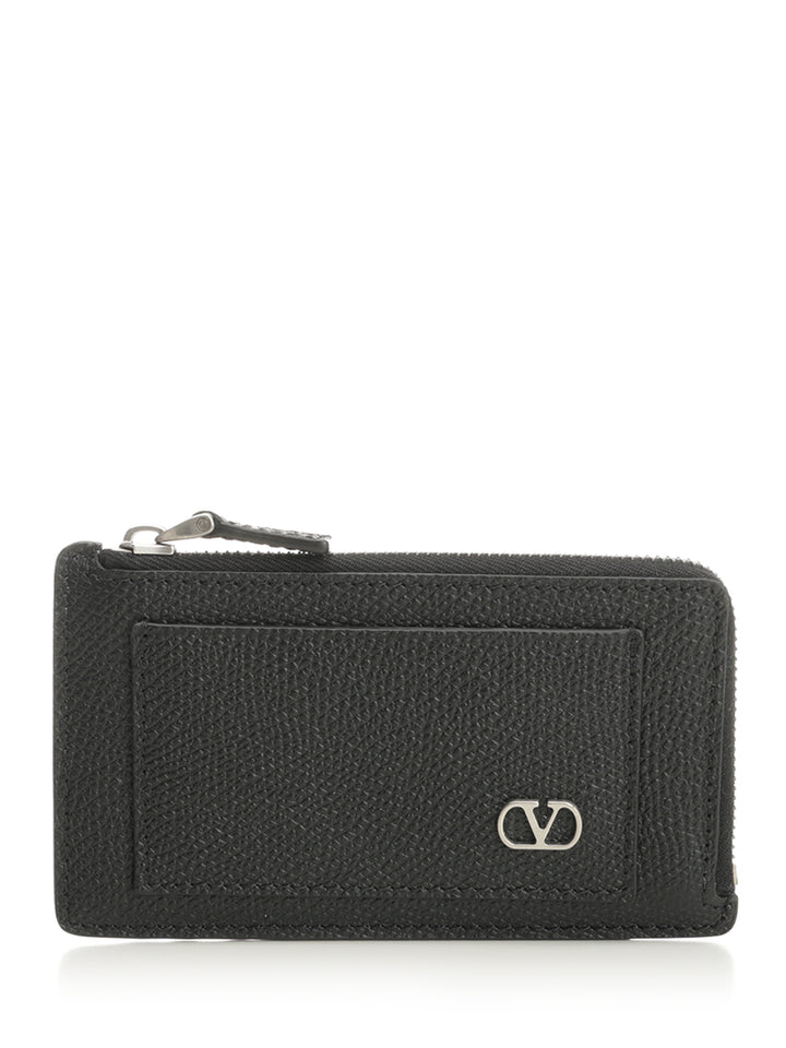 Valentino Garavani Vlogo Leather Zip Around Card Holder Small leather goods - Black | 4890fe50ef27e95421fae5bfb60563e9bc525644