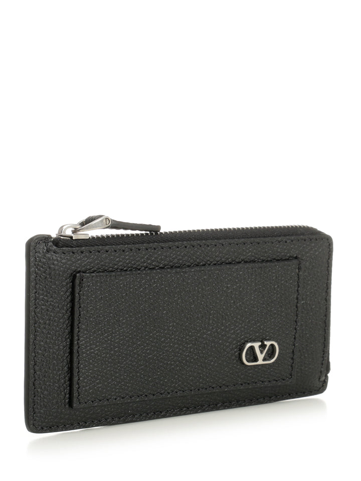 Valentino Garavani Vlogo Leather Zip Around Card Holder Small leather goods - Black | 78bbd579714a267da7fee9d57687836ad1ba4d09