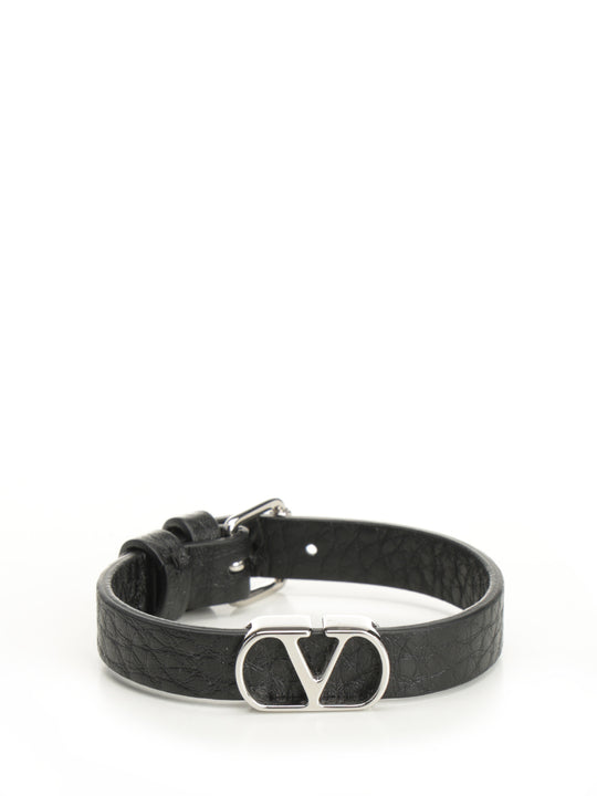 Vlogo Signature Leather Bracelet Jewelry Black