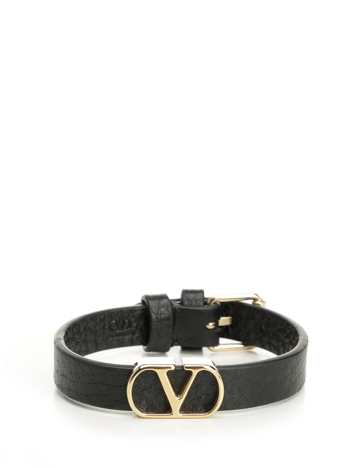 Valentino Garavani Vlogo Signature Leather Bracelet Jewelry - Black | 00aab465c374c42c340be06599a343f9b400b640