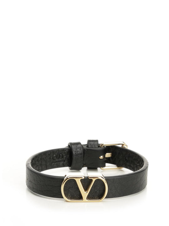 Vlogo Signature Leather Bracelet Jewelry Black