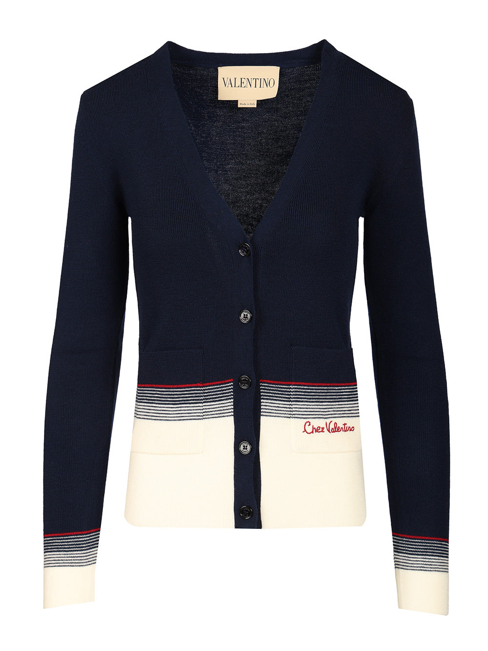 Valentino Garavani Chez Valentino Cardigan Knitwear - Blue | f06cb877caecad4933100f64adf01431de00a198
