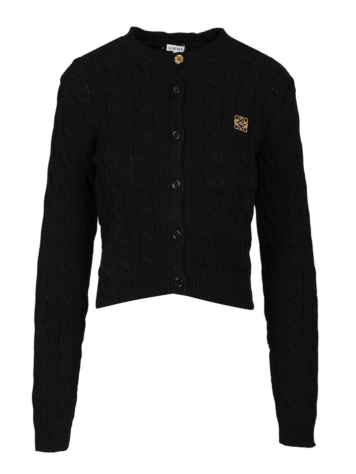 Loewe Cotton Cardigan Knitwear - Black | ca9536fd6330c659f75a141f00a51b764c424924
