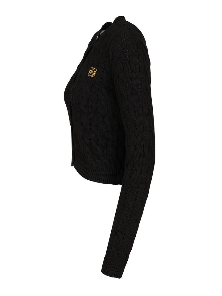Loewe Cotton Cardigan Knitwear - Black | b36e89c780e56146edfa362fe1d365feea183d3c