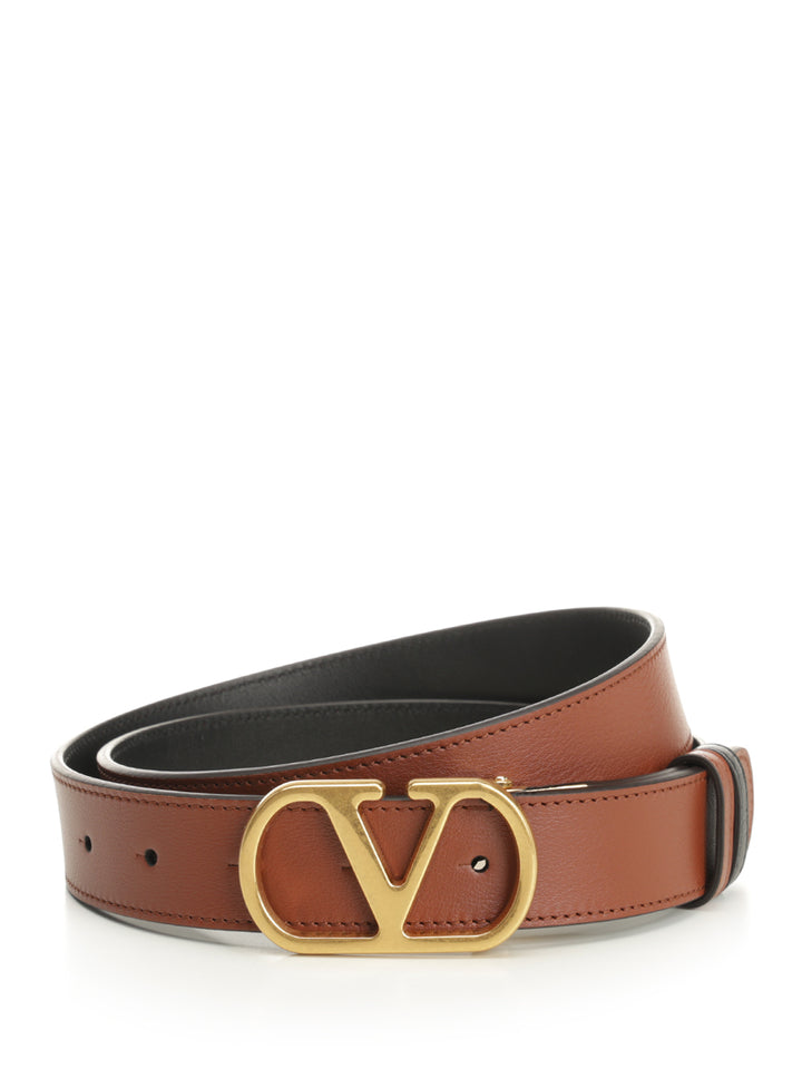Valentino Garavani Vlogo Signature Reversible Belt Belts - Brown | c6ddf5661723ba8a77f44fa3130d367af5bff199