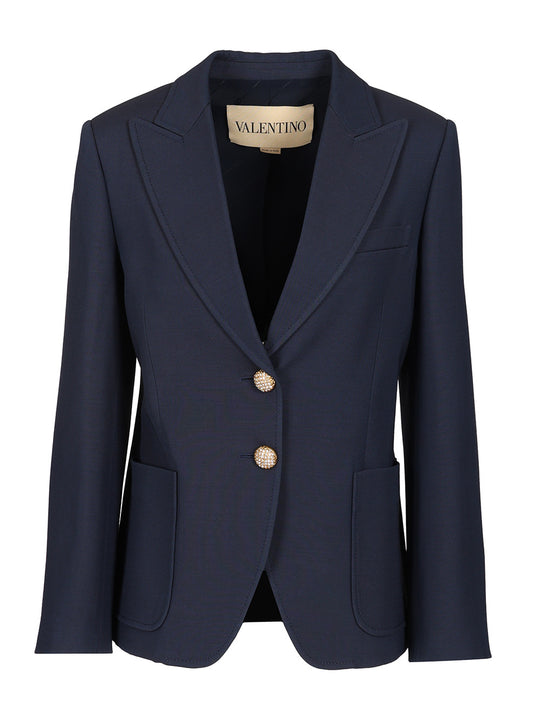 Crepe Couture Blazer Jackets Blue