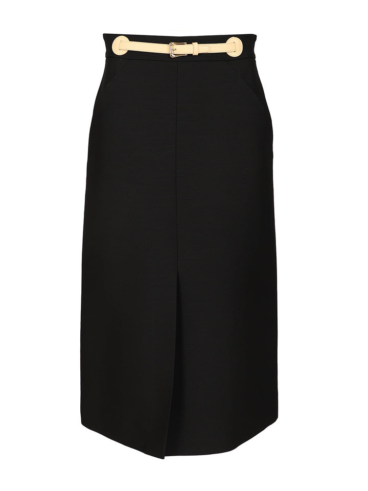 Valentino Garavani Wool And Silk Midi Skirt Skirts - Black | bc327dff220df8cb8db74c451a4086abb62816e3