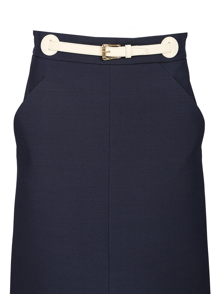 Valentino Garavani Wool And Silk Midi Skirt Skirts - Blue | 9107f1be9307df9f50a923197bd5c368a26640c4
