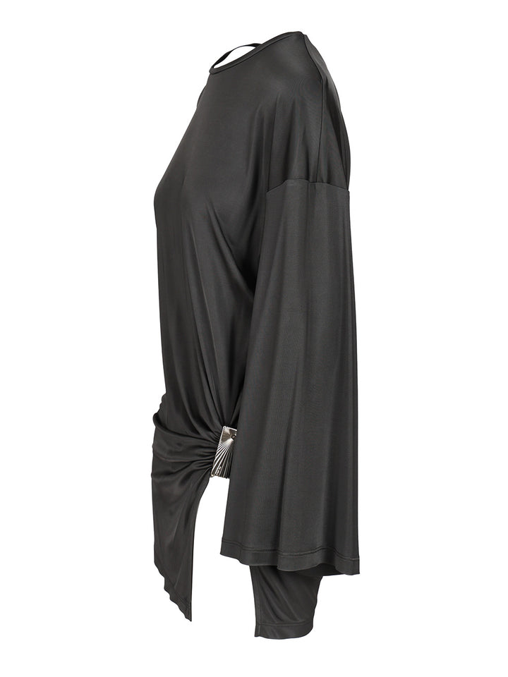 The Attico Shiny Jersey Mini Dress Dresses - Grey | 92356f8bdd35292c92a27154b51ca30912128bad