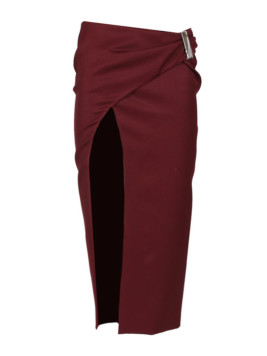 Wool Gabardine Midi Skirt Skirts Bordeaux
