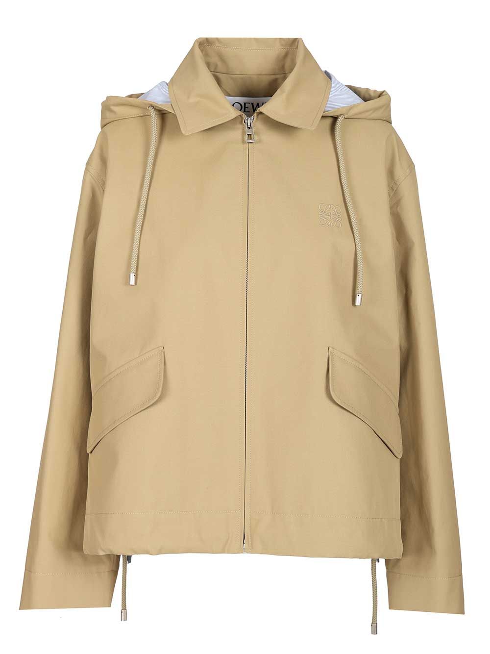 Loewe Hooded Parka Jackets - Beige | 6460fb190779f57faada69885fd79bb015f984a7