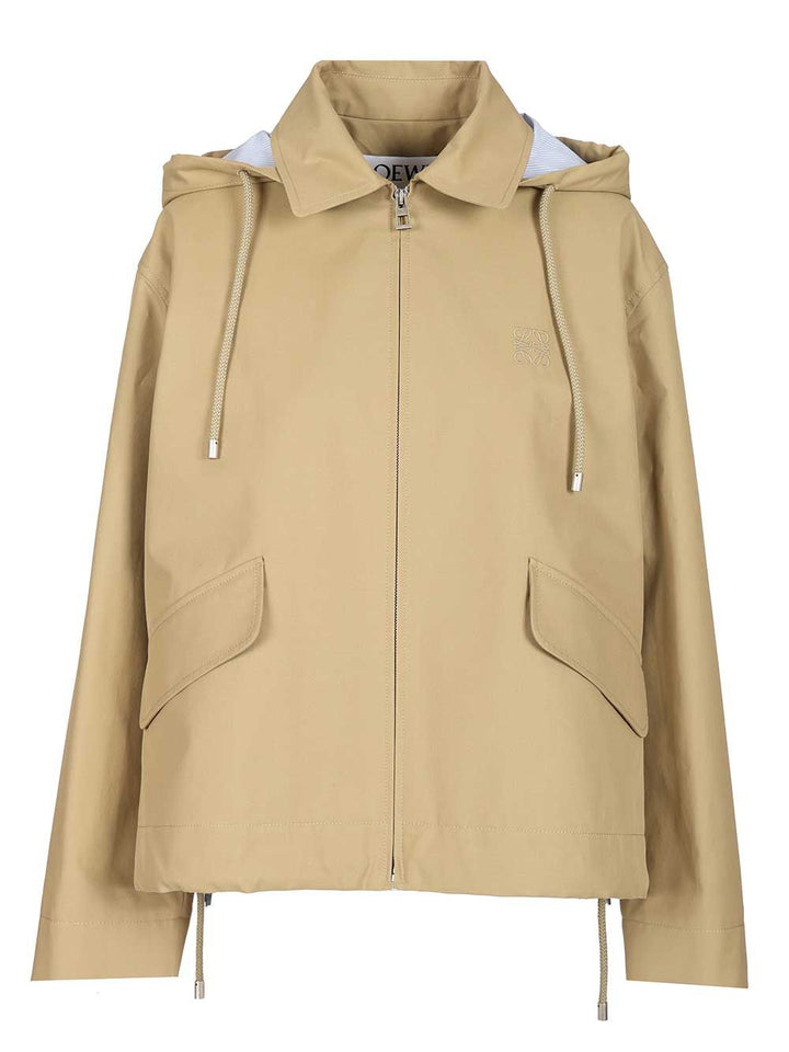 Loewe Hooded Parka Jackets - Beige | 6460fb190779f57faada69885fd79bb015f984a7