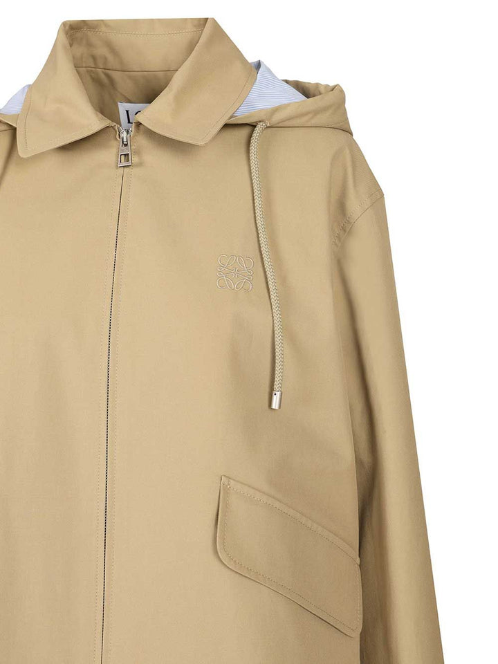 Loewe Hooded Parka Jackets - Beige | 4847f7f94ec1a2e393c5fd8a5fea14ef87352cbb