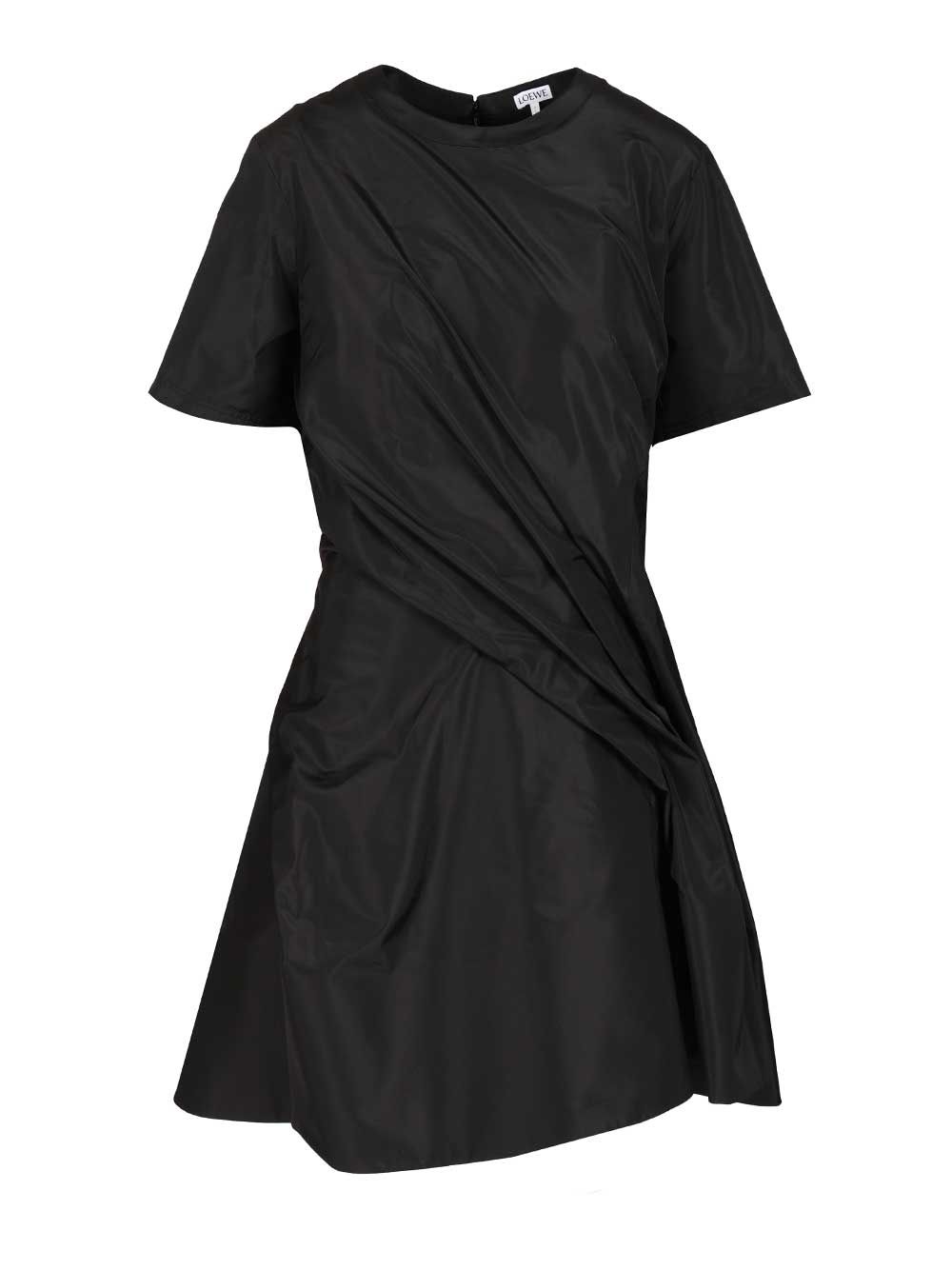 Loewe Twisted Dress In Silk Blend Taffeta Dresses - Black | d6df3cfe9033dffebd2db9938655ac117a33d368