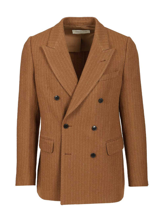 Regular Fit Double Breasted Blazer Coats Brown
